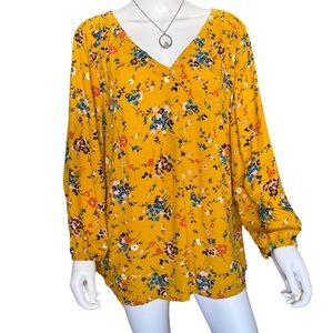 𝙎𝙩 𝙅𝙤𝙝𝙣'𝙨 𝘽𝙖𝙮 Floral Top XL Peasant Style Yellow